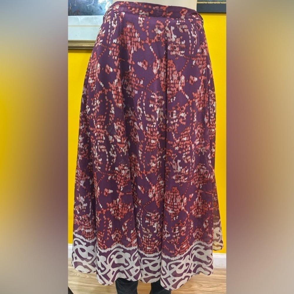 Coldwater Creek Womens Size L Purple Midi Flare Pleated Summer Spring Skirt